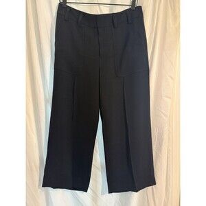 Women’s Vince Crop Wide Leg Pant High Waisted Designer 6 Black Polyester